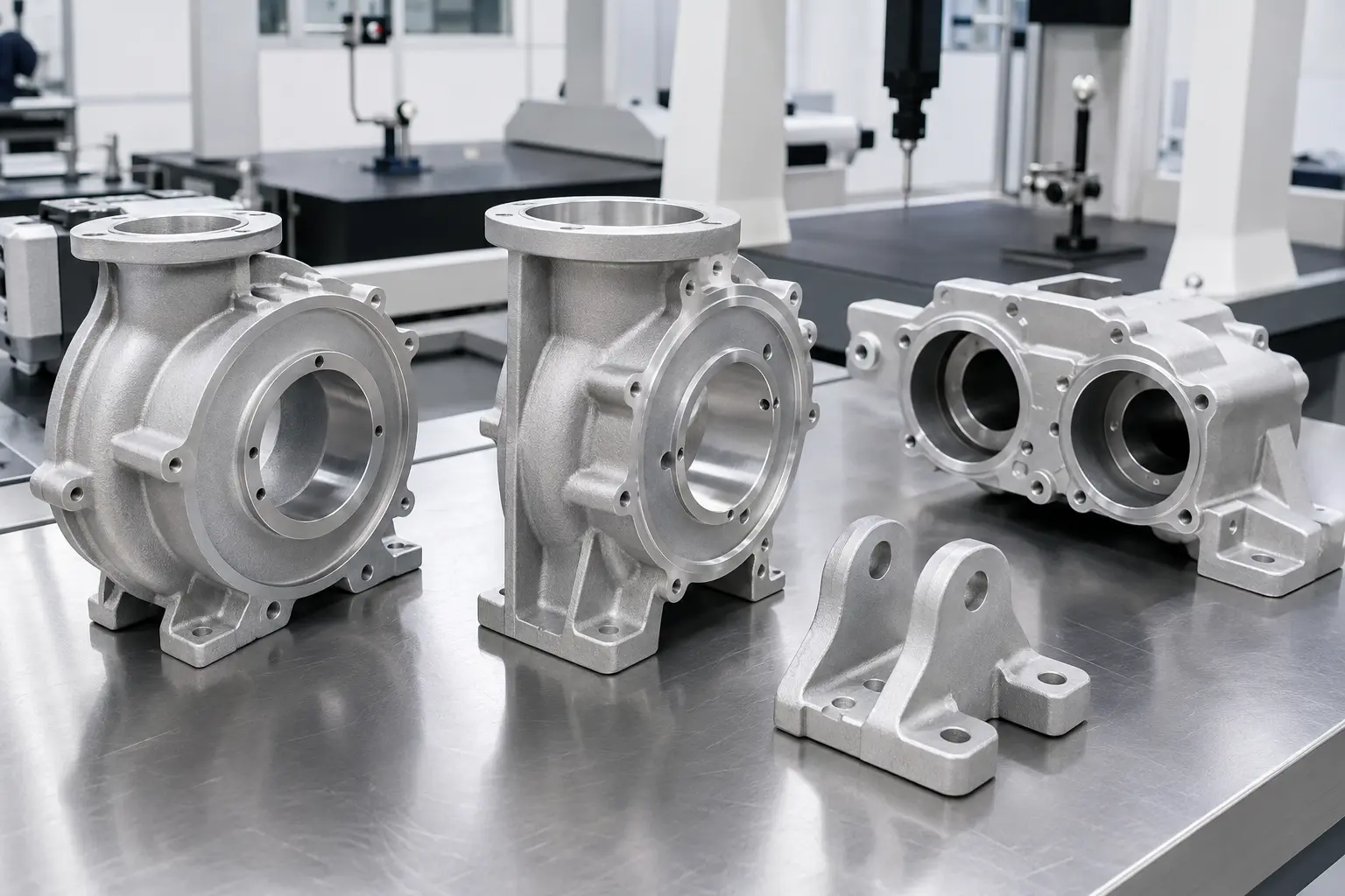 Aluminium cast pump housings and brackets in a clean B2B inspection environment